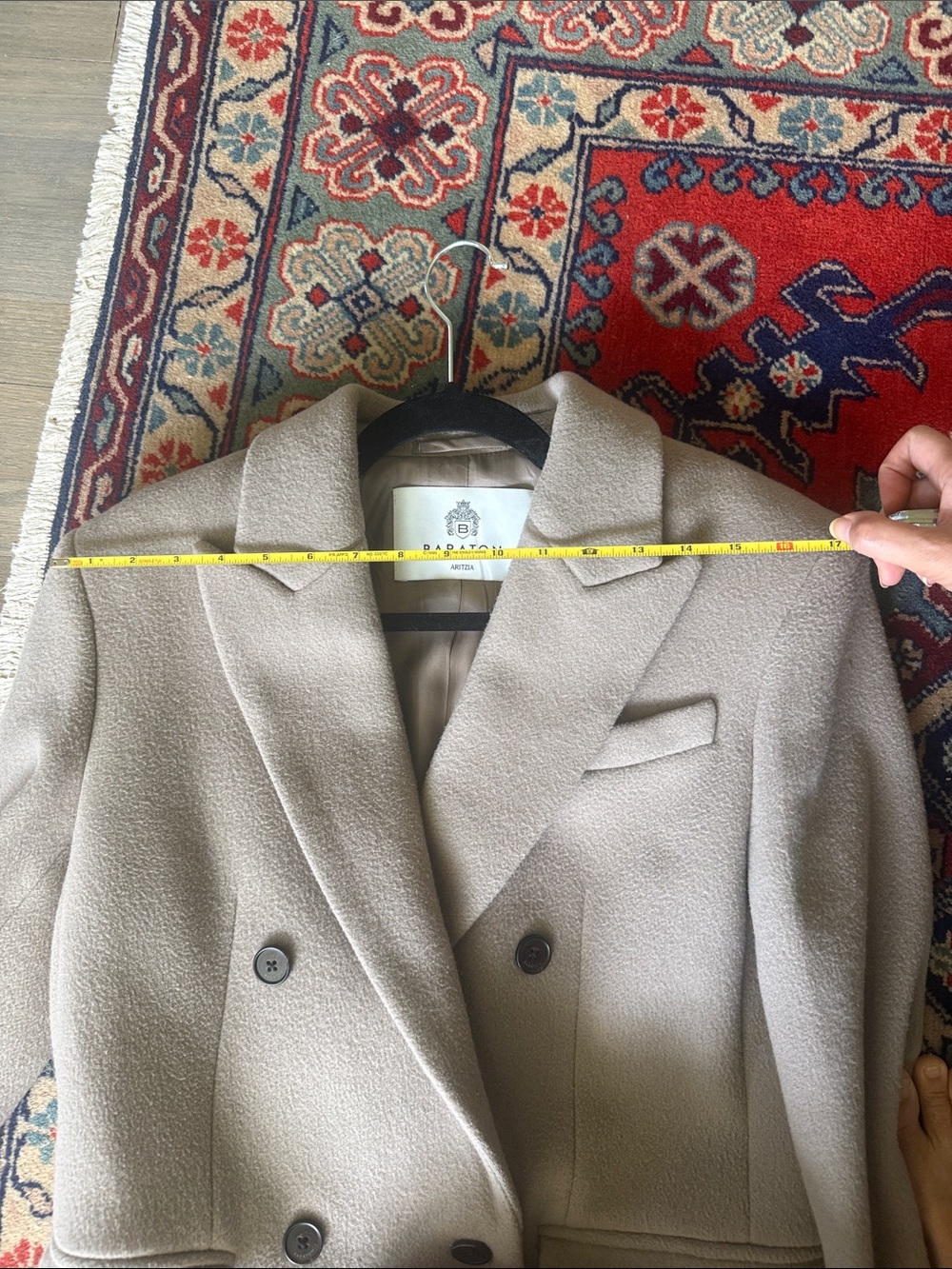 Aritzia Babaton Publication Wool Cashmere Double-Breasted Coat - Taupe (2XS) - Picture 9 of 12